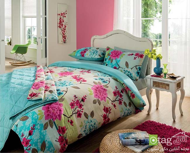 تزئین تخت خواب با تم گل و گیاه