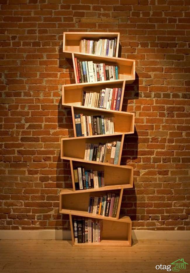 طرح های خلاقانه کتابخانه چوبی ساده