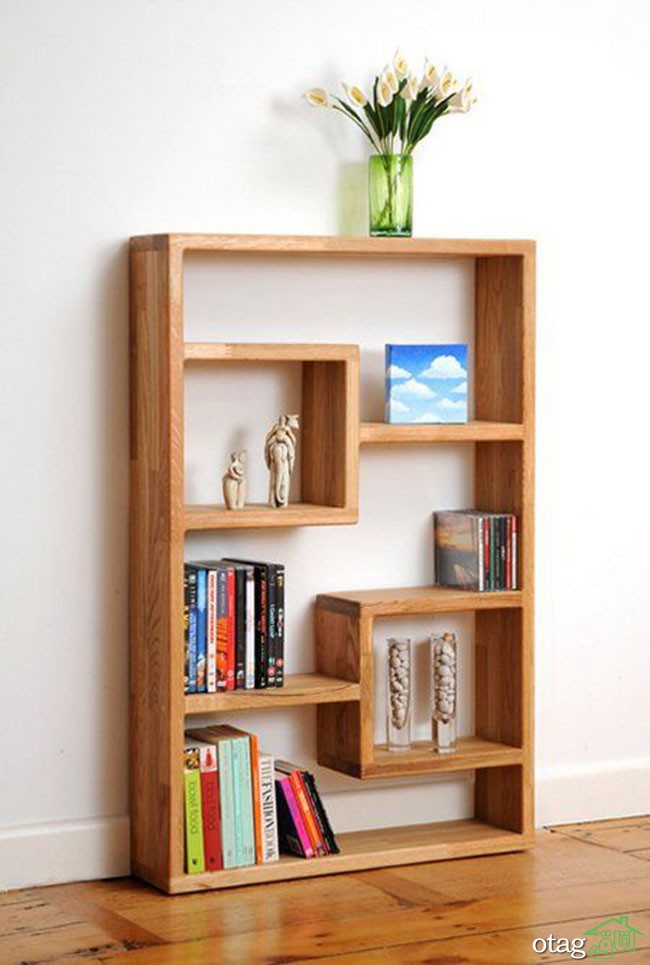 طرح های خلاقانه کتابخانه چوبی ساده
